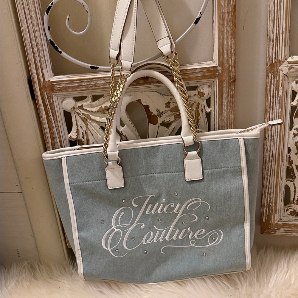 Juicy Couture Gray and White Tote Bag
